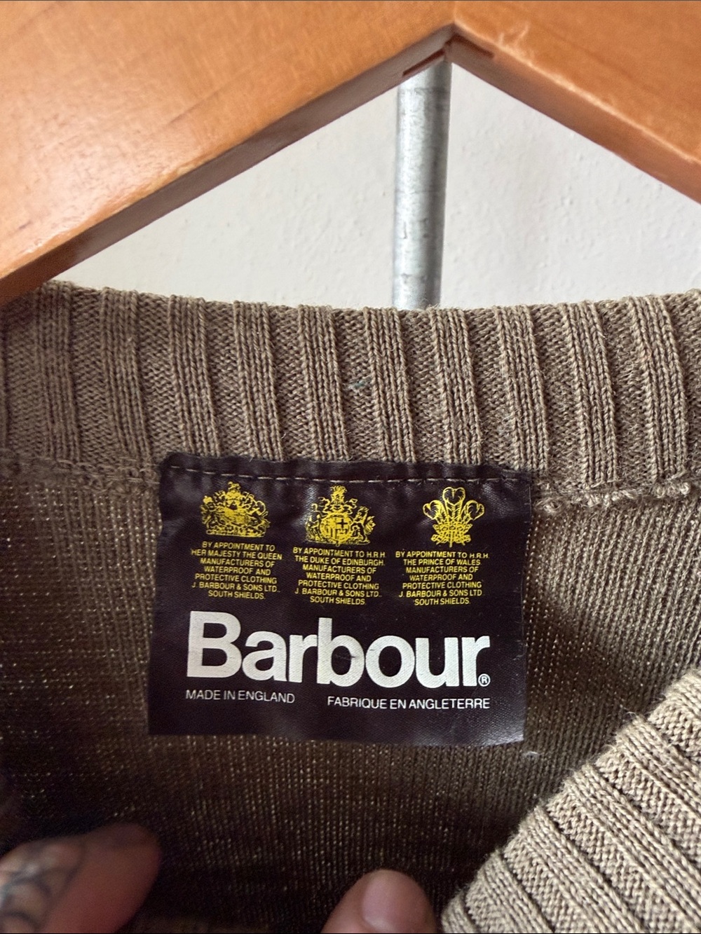 Barbour Knit and Suede Sweater Size Large - Picture 2 of 4